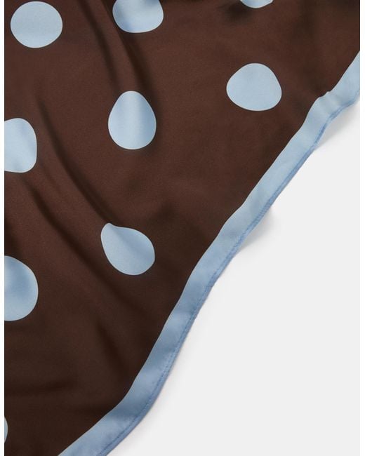 Accessorize Blue Polka Dot Square Satin Scarf