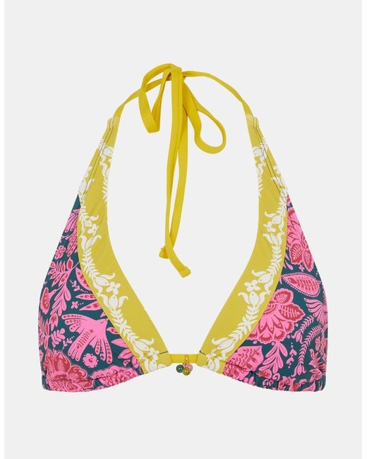 Accessorize Red Floral Print Triangle Bikini Top