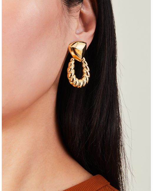 Accessorize Metallic Gold Croissant Doorknocker Earrings