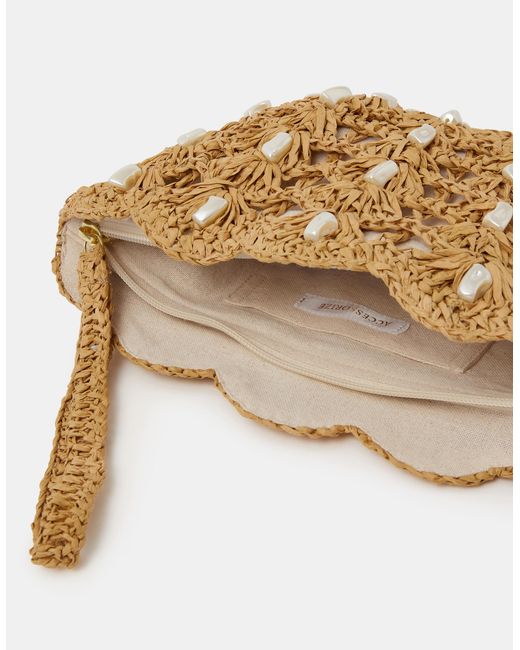 Accessorize Orange Pearl Shell Wristlet Bag