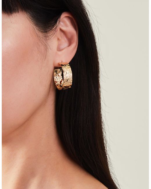 Accessorize Natural Gold Large Molten Hoop Earrings