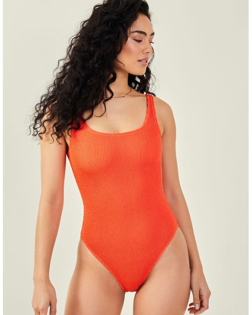 Accessorize Red Women's Crinkle Swimsuit Orange