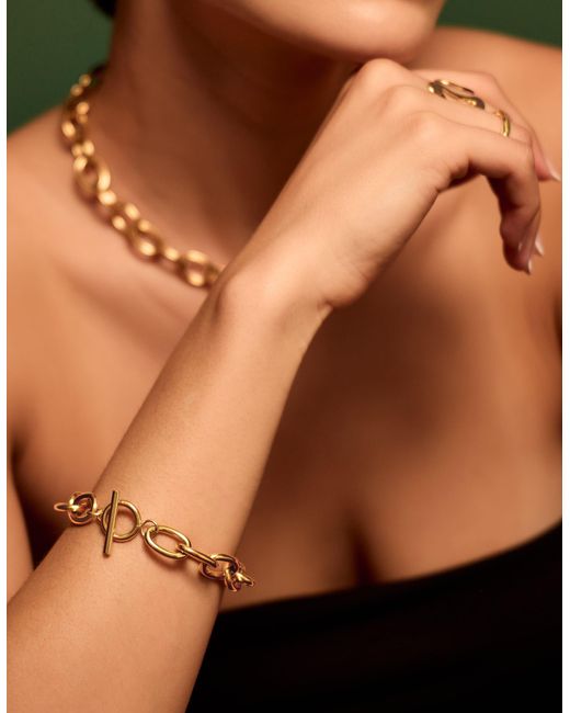 Accessorize Metallic Stainless Steel Chunky T-Bar Bracelet