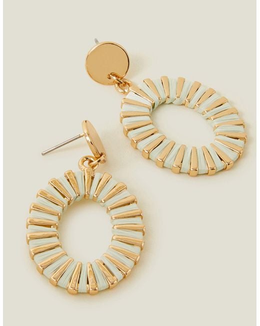 Accessorize Metallic Women's Gold Thread Wrap Oval Earrings