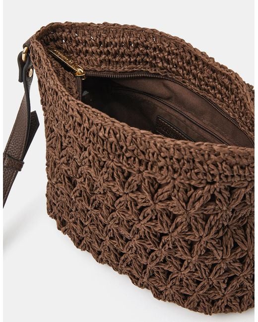 Accessorize Brown Raffia Crossbody Bag