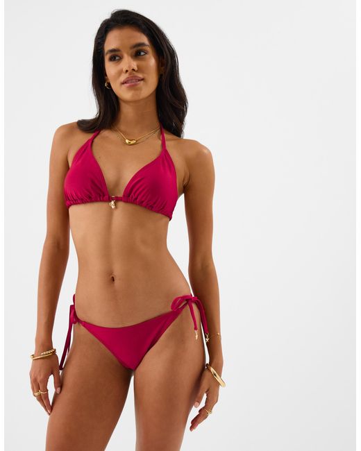 Accessorize Red Starfish Charm Tie Side Bikini Bottoms