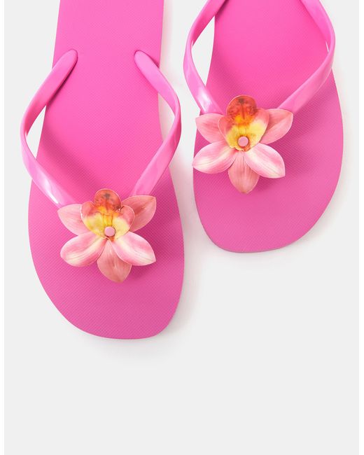Accessorize White Orchid Flower Flip Flops