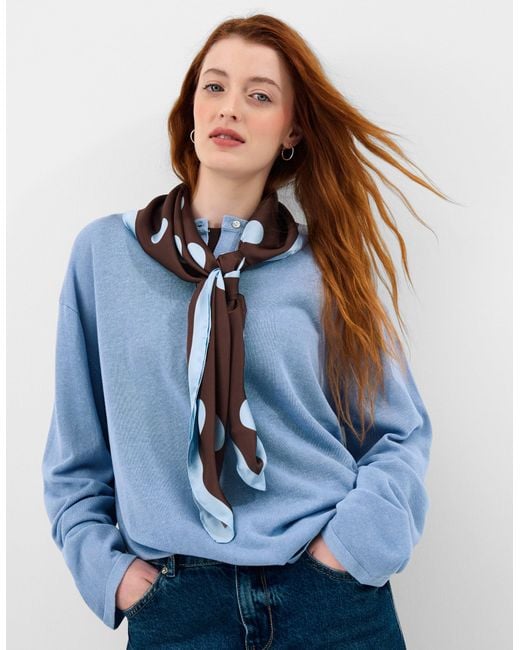 Accessorize Blue Polka Dot Square Satin Scarf