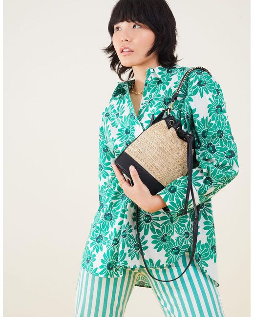 Accessorize Green Women's Raffia Mini Duffle Bag