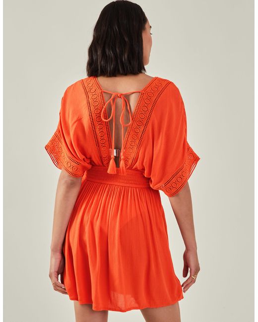 Accessorize Short Embroidered Kaftan Orange