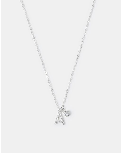 Accessorize Brown Sterling Stone Initial Pendant Necklace