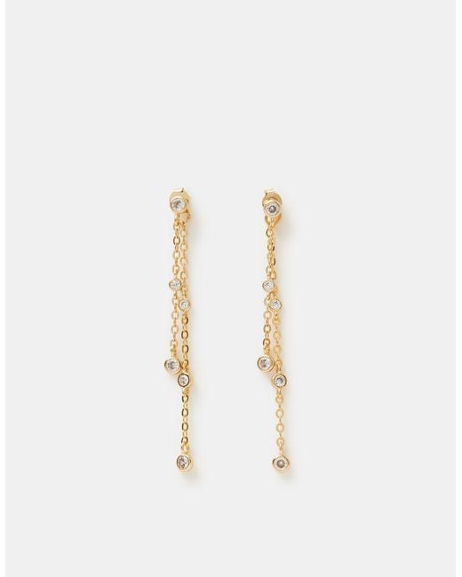 Accessorize Brown 14Ct-Plated Chain Drop Earrings