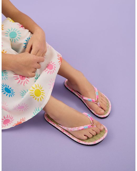 Accessorize Pink Seagrass Beaded Flip Flops