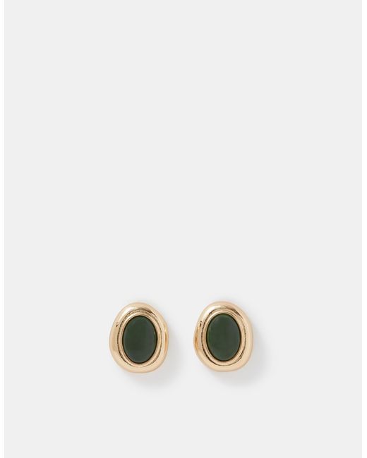 Accessorize Green Statement Resin Stone Stud Earrings
