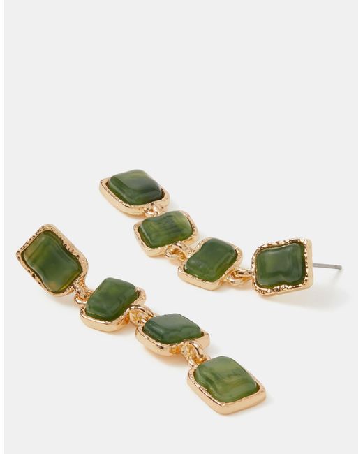 Accessorize Green Molten Stone Drop Earrings