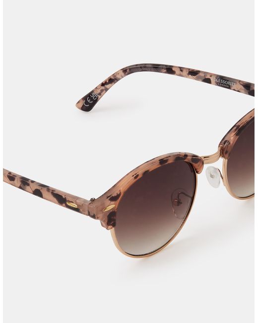 Accessorize Metallic Tort Browline Sunglasses
