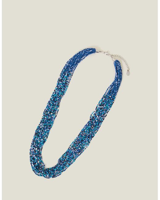 Accessorize Blue Large Beaded Collar Necklace