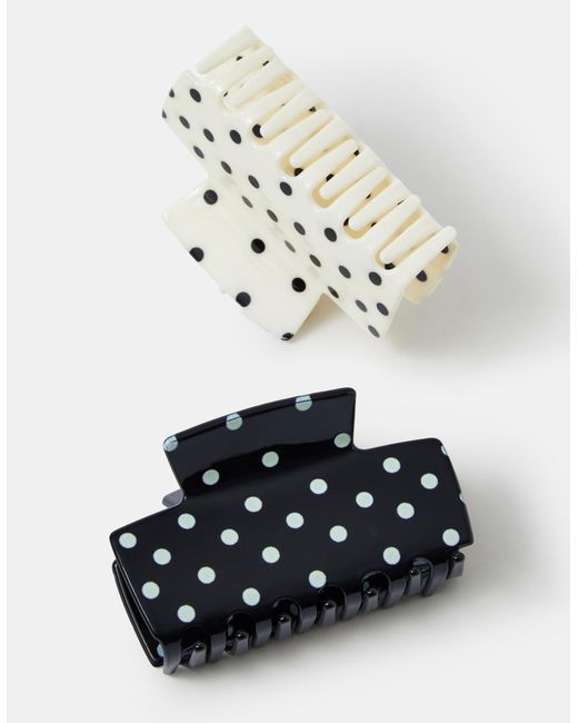 Accessorize Black 2-Pack Polka Dot Claw Clips