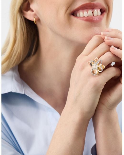 Accessorize Natural Cut Out Flower Statement Ring
