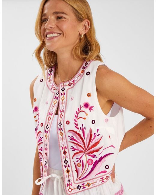 Accessorize Pink Mirror & Palm Embroidered Waistcoat