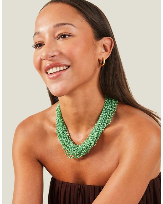 Accessorize Women's Green Chunky Beaded Necklace