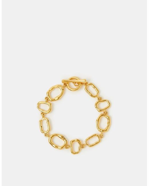 Accessorize Metallic Stainless Steel Molten Chain T-Bar Bracelet