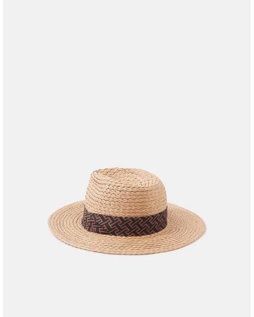 Accessorize Brown Straw Fedora Hat