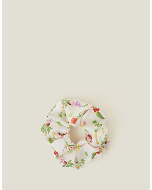 Accessorize Women's White/green Floral Scrunchie