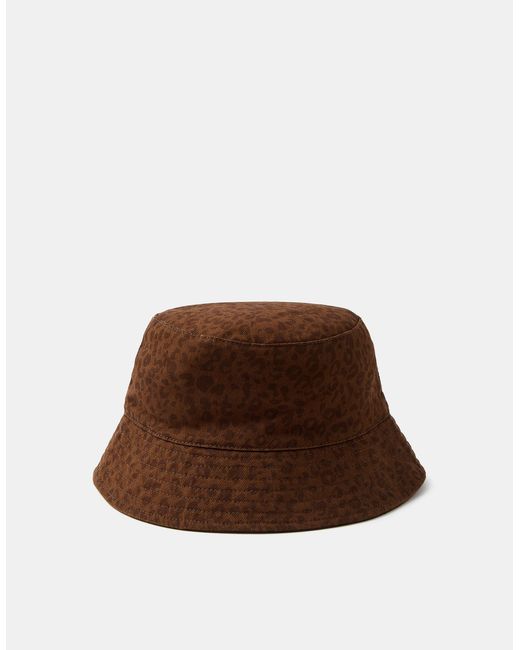 Accessorize Brown Leopard Print Bucket Hat