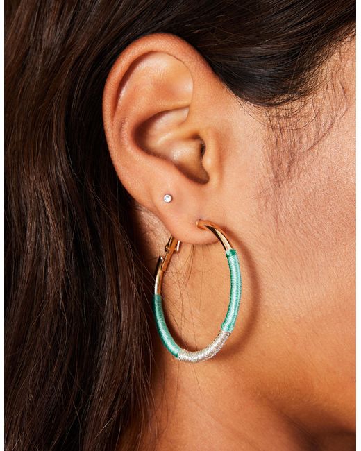Accessorize Women's Green/gold Wrapped Hoop Earrings