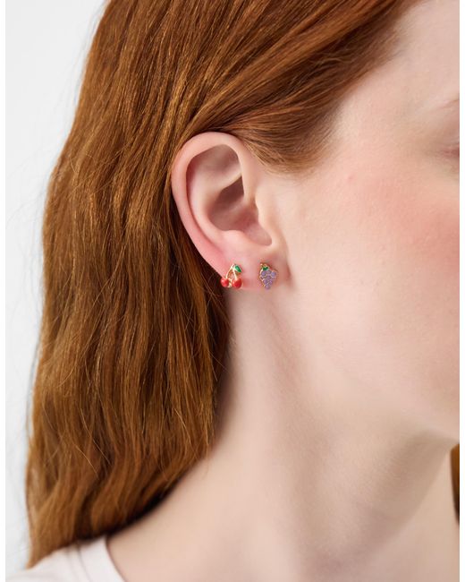 Accessorize Brown 5-Pack Fruit Stud Earrings