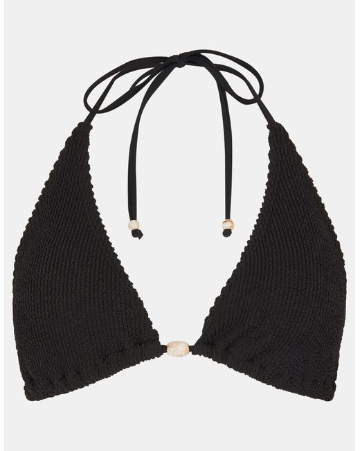 Accessorize Black Crinkle Textured Triangle Bikini Top