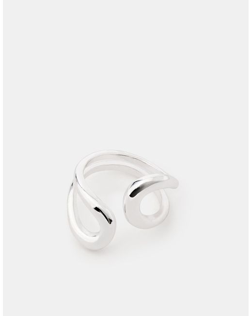 Accessorize White Sterling-Plated Fluid Ring