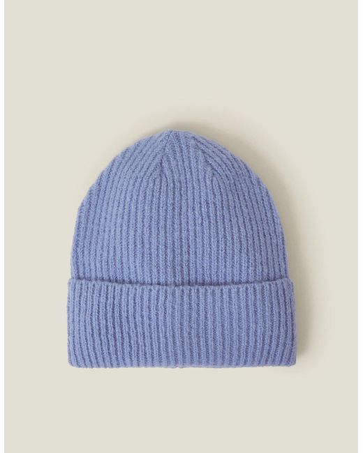 Accessorize Blue Soho Rib Knit Beanie Hat