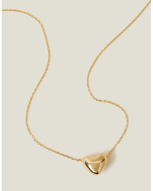 Accessorize Natural 14ct Gold-plated Puff Heart Necklace