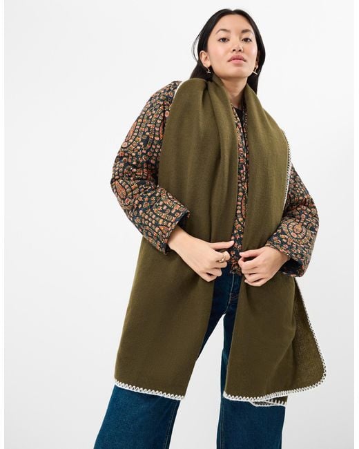 Accessorize Green Stitched Edge Blanket Scarf