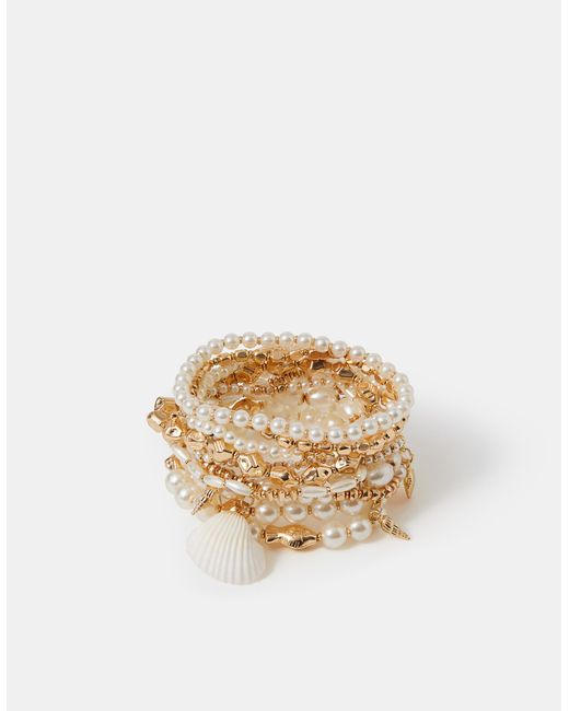 Accessorize Black 10-Pack Sealife Charm Pearl Stretch Bracelets