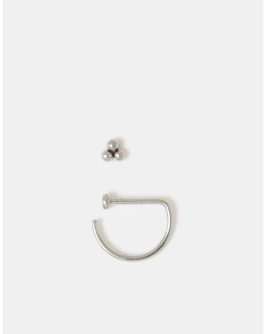 Accessorize White 2-Pack Titanium Nose Stud & Bar Ring