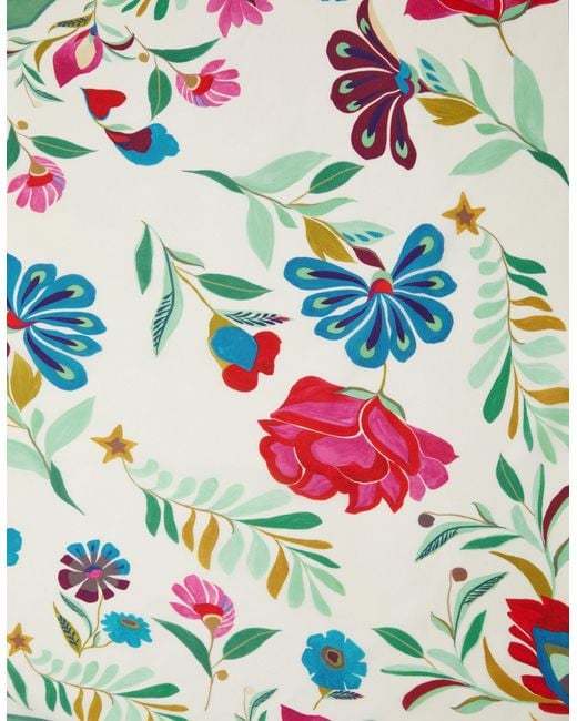 Accessorize White Floral Print Satin Triangle Scarf