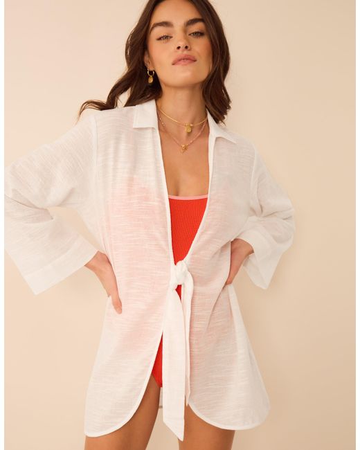 Accessorize Natural Cotton Tie Front Beach Shirt