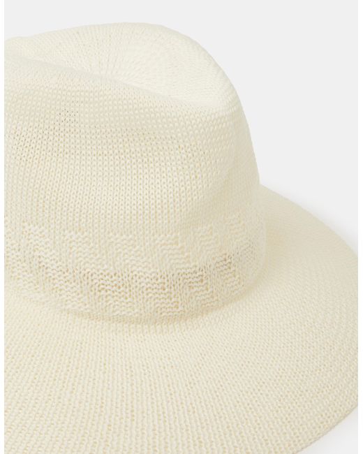 Accessorize White Woven Packable Fedora Hat