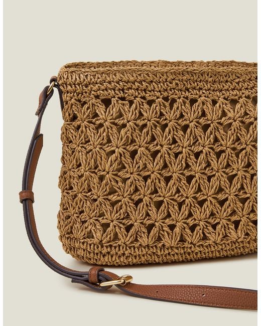 Accessorize Natural Paper Raffia Crossbody Bag