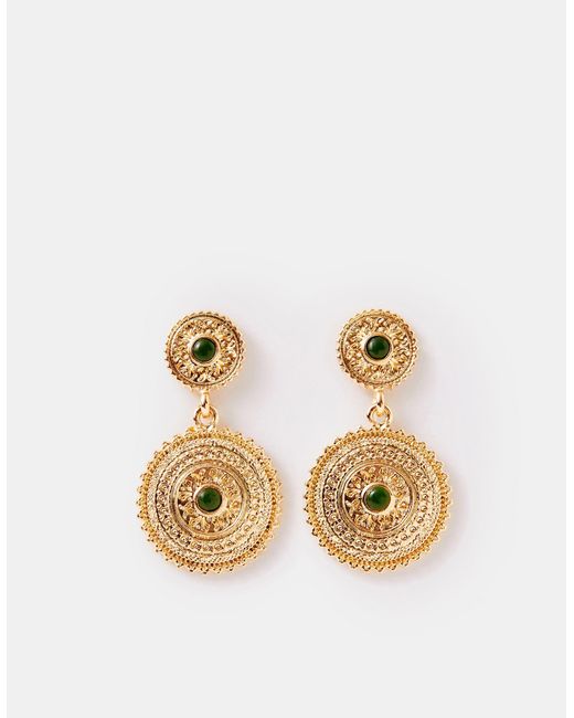 Accessorize Metallic Double Disc Drop Earrings