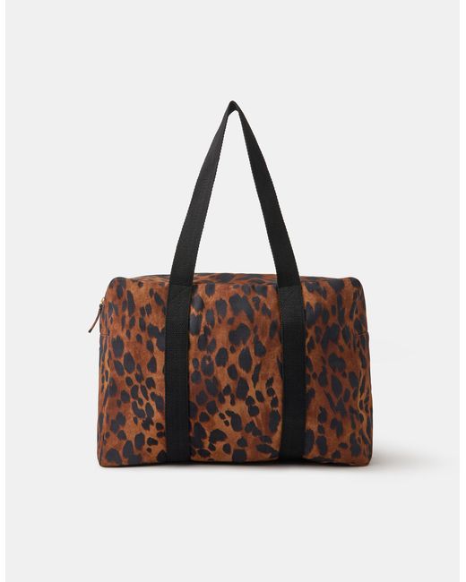 Accessorize Blue Leopard Print Canvas Weekend Bag