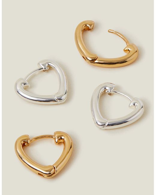 Accessorize Natural Gold 2-pack Heart Hoop Earrings