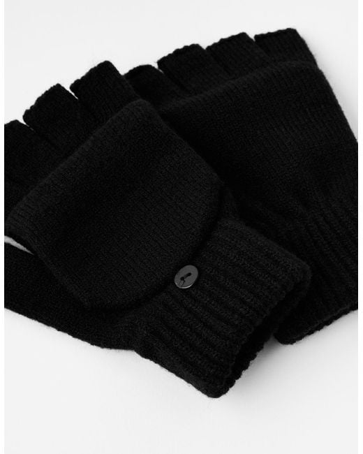 Accessorize Black Acrylic Plain Capped Gloves