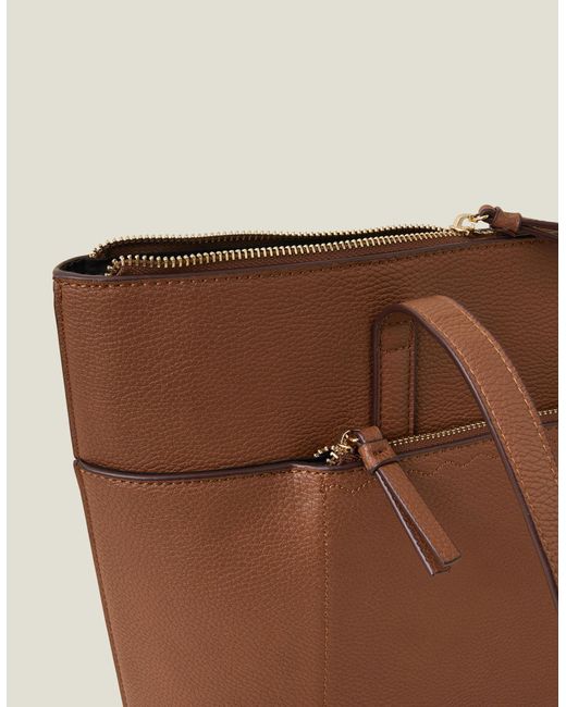 Accessorize Women's Tan Brown Classic Pocket Tote Bag