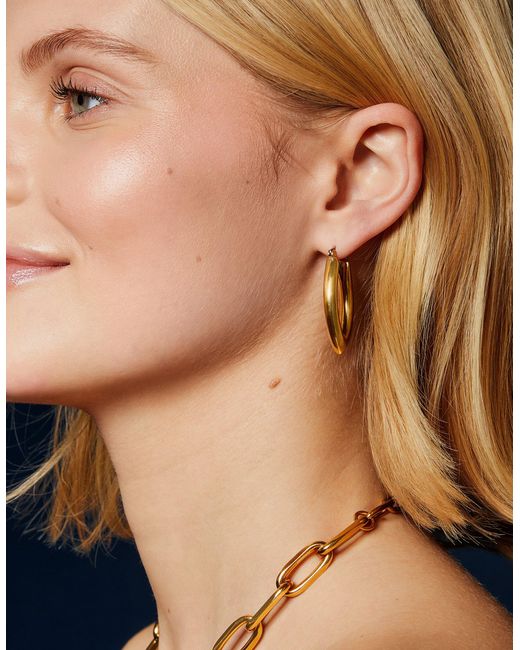Accessorize Metallic 14Ct-Plated V-Shaped Hoop Earrings
