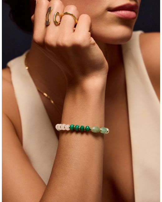Accessorize Green 14Ct-Plated Aventurine Stone Bracelet