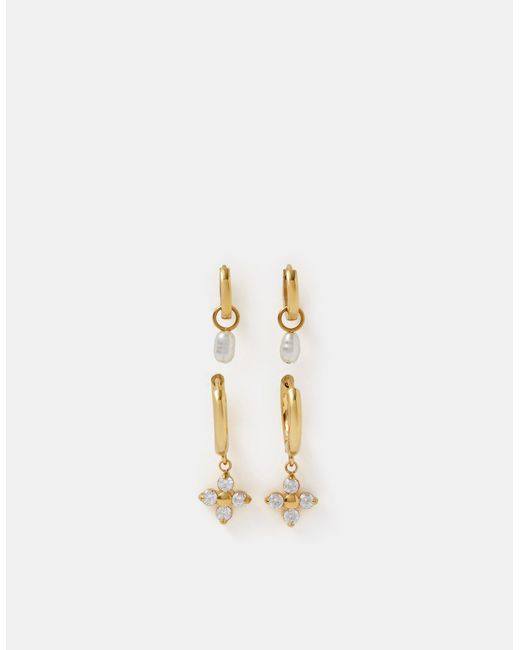 Accessorize Metallic 2-Pack Stainless Steel Drop Hoop Earrings